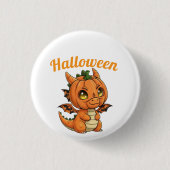 Badge Rond 2,50 Cm Whimsical Baby Dragon Pumpkin Halloween Button (Devant)