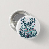 Badge Rond 2,50 Cm Whimsical Christmas Deer Vector Clipart - Festive (Devant & derrière)