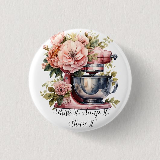 Badge Rond 2,50 Cm Whisk it, snap it, share it | Baking Button (Devant)