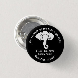 Badge Rond 2,50 Cm White Elephant Family Home Adresse Républicaine