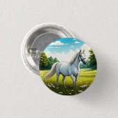 Badge Rond 2,50 Cm White horse standing in a field of grass (Devant & derrière)