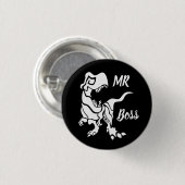 Badge Rond 2,50 Cm White Trex the Boss Dino (Devant & derrière)