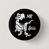 Badge Rond 2,50 Cm White Trex the Boss Dino (Devant)