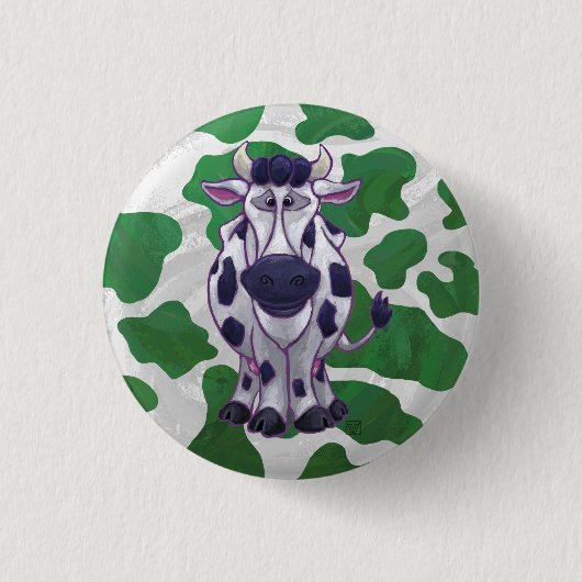 Badge Rond 2,50 Cm Wild Me Vache Vert et blanc Imprimer (Devant)