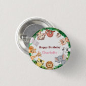 Badge Rond 2,50 Cm Wild One Cute Animaux zoo fête d'anniversaire (Devant & derrière)