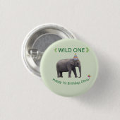 Badge Rond 2,50 Cm Wild One Elephant Birthday Accent (Devant & derrière)