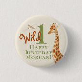 Badge Rond 2,50 Cm Wild Un 1er anniversaire Giraffe Safari (Devant)