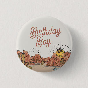 Badge Rond 2,50 Cm Wild West Rodeo aventure attend son garçon d'anniv