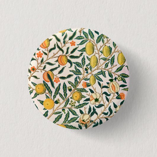 Badge Rond 2,50 Cm William Morris Fruit grenade Ornement blanc (Devant)
