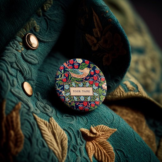 Badge Rond 2,50 Cm William Morris Strawberry Thief