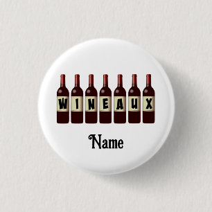 Badge Rond 2,50 Cm Wineaux Red Wine Bottles Lined Up Customized