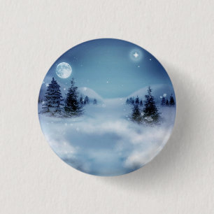 Badge Rond 2,50 Cm Wonderland d'hiver de nuit