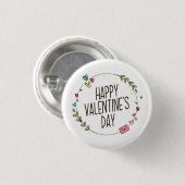 Badge Rond 2,50 Cm Wreath Heureuse Sainte-Valentin simple| Bouton de (Devant & derrière)