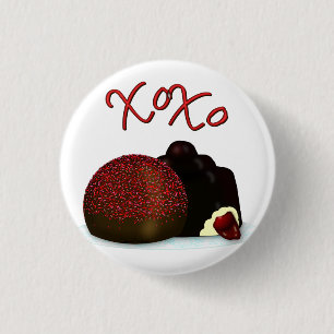 Badge Rond 2,50 Cm XOXO Valentine Bonbon and Dark Chocolate