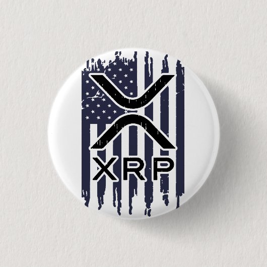 Badge Rond 2,50 Cm XRP Cryptomonnaie USA Amérique (Devant)