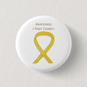 Badge Rond 2,50 Cm Yellow Awareness Ribbon Custom Pin Button