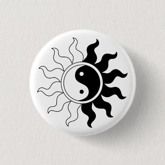 Badge Rond 2,50 Cm Yin Yang symbole soleil (Devant)