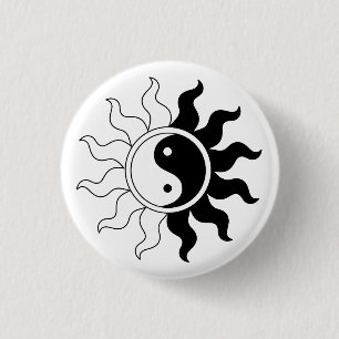 Badge Rond 2,50 Cm Yin Yang symbole soleil