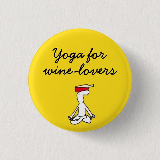 Badge Rond 2,50 Cm Yoga pour l'insigne jaune de Winelovers (Devant)