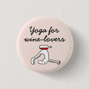 Badge Rond 2,50 Cm Yoga pour l'insigne rose de Winelovers