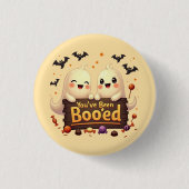 Badge Rond 2,50 Cm "You've Been Boo'ed" Cheerful Ghosts Button (Devant)