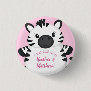 Badge Rond 2,50 Cm Zebra Baby shower rose