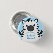 Badge Rond 2,50 Cm Zebra Baby shower Safari Blue Boy (Devant & derrière)