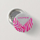 Badge Rond 2,50 Cm Zebra Hot rose et blanc avec Monogramme (Devant & derrière)