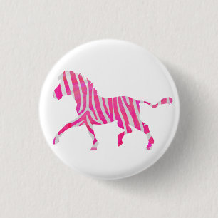 Badge Rond 2,50 Cm Zebra Hot rose et blanc Silhouette