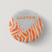 Badge Rond 2,50 Cm Zebra Monogram orange et blanc (Devant)