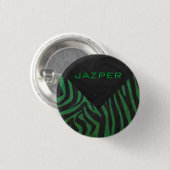 Badge Rond 2,50 Cm Zebra Monogramme noir et vert (Devant & derrière)