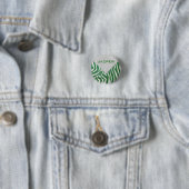 Badge Rond 2,50 Cm Zebra Monogramme Vert et Blanc Impression (En situation)