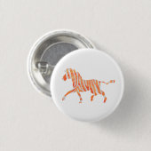 Badge Rond 2,50 Cm Zebra Orange et Silhouette blanche (Devant & derrière)