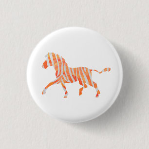 Badge Rond 2,50 Cm Zebra Orange et Silhouette blanche