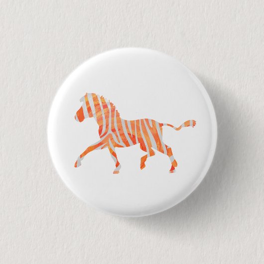 Badge Rond 2,50 Cm Zebra Orange et Silhouette blanche (Devant)