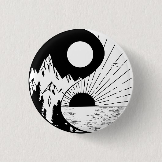 Badge Rond 2,50 Cm Zen Yin Yang noir blanc (Devant)