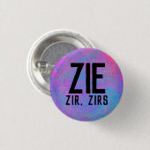 Badge Rond 2,50 Cm Zie Zir Zirs Pronouns (Devant & derrière)