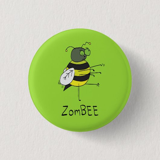 Badge Rond 2,50 Cm ZomBEE Zombie Bee Halloween Button (Devant)