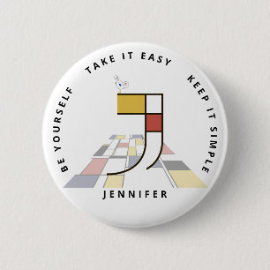 Badge Rond 5 Cm С le néoplasticisme passionnant Art Monogramme. Le