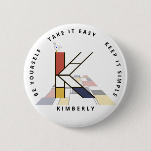 Badge Rond 5 Cm С le néoplasticisme passionnant Art Monogramme. Le