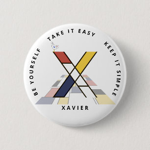 Badge Rond 5 Cm С le néoplasticisme passionnant Art Monogramme. Le