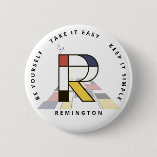 Badge Rond 5 Cm С le néoplasticisme passionnant Art Monogramme. Le