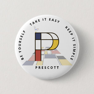 Badge Rond 5 Cm С le néoplasticisme passionnant Art Monogramme. Le