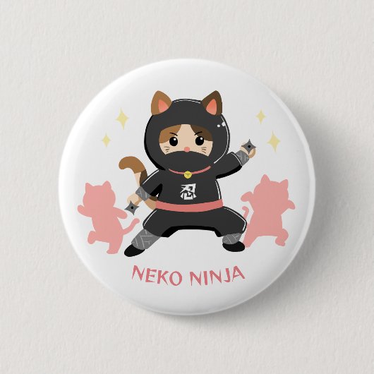 Badge Rond 5 Cm 可愛い猫忍者 日本 ピンク Cat Ninja from Japan Pink (Devant)