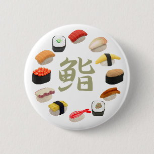 Badge Rond 5 Cm 回転寿司 de sushi et de kanji