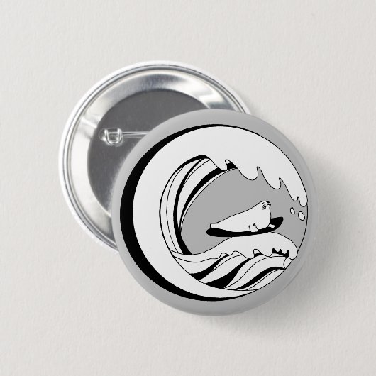 BADGE ROND 5 CM 波乗りアザラシ (Devant & derrière)