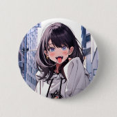 Badge Rond 5 Cm 缶バッジ あっかんべーJK｜Badge 寿司娘 GenerativeAI (Devant)