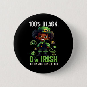 Badge Rond 5 Cm 0% Irlandais 100% Noir -drôle St. Patricks Day Noi