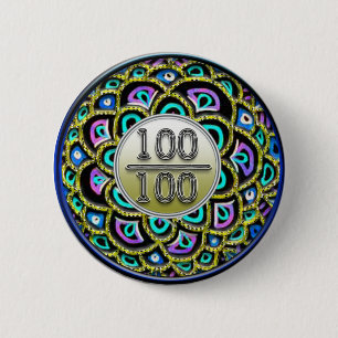 Badge Rond 5 Cm 100/100 bouton d'éloge