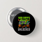 Badge Rond 5 Cm 100 Days Level Unlocked Gaming 100 Days Of School (Devant & derrière)